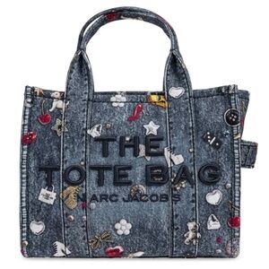 NWT Marc Jacobs Blue 'The Trompe L'Oeil Trinket Canvas Small' Tote